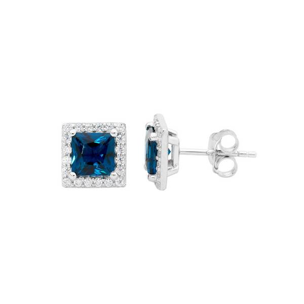 SS Blue CZ Earrings