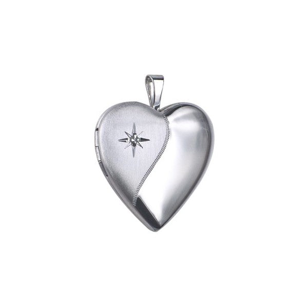 sterling Silver Diamond Heart Locket