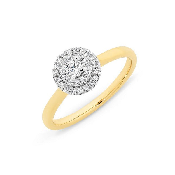 9ct yellow gold Diamond Halo Ring