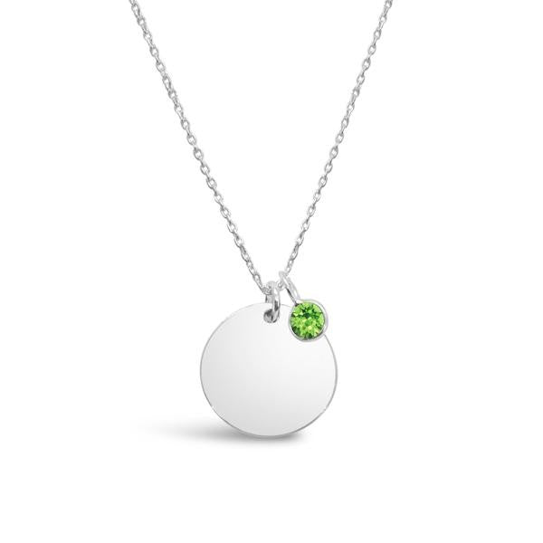 sterling silver August Birthstone Disc Pendant