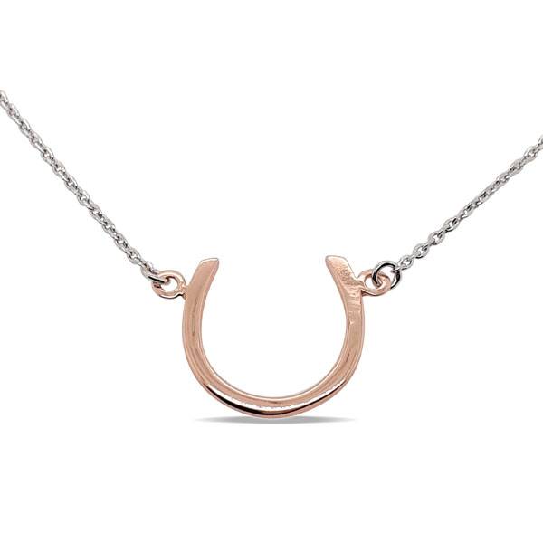 Sterling Silver and  Rose Gold Plate Horseshoe Necklace