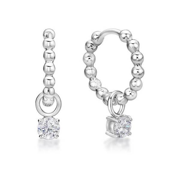 Sterling silver cubic zirconia April Birthstone Huggie Earrings