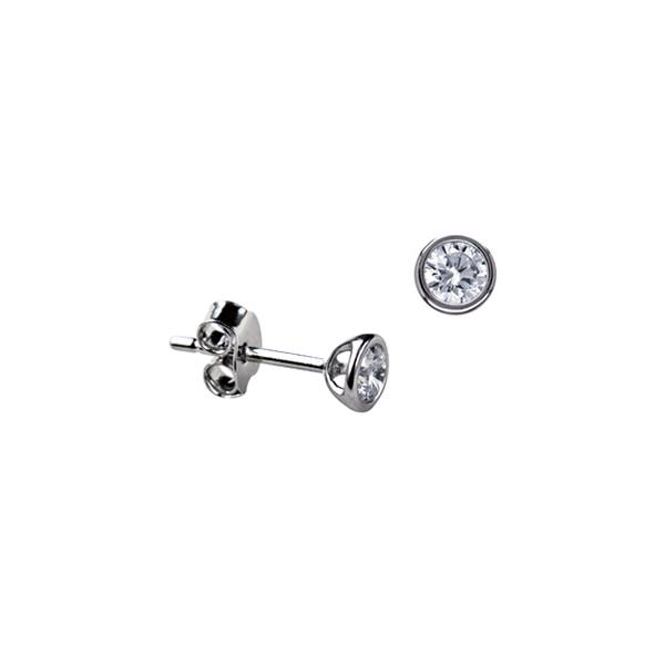 Sterling Silver Cubic Zirconia Bezel Set 6mm Stud Earrings