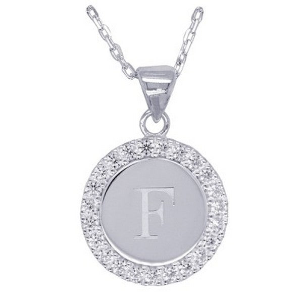 SS CZ Initial F Pendant