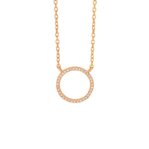 rose gold plated cubic zirconia Circle Necklace