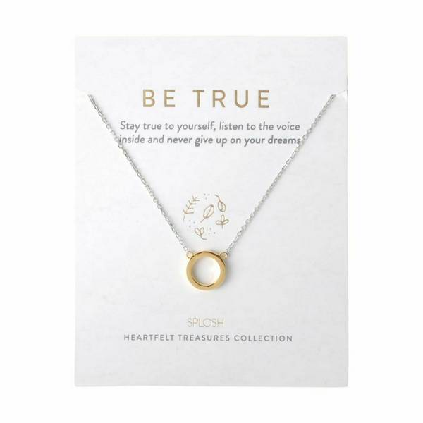 Sterling Silver and Yellow Gold Plate BE TRUE Necklace